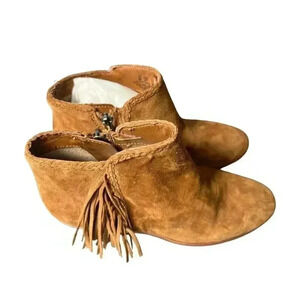 Sam Edelman Women's Paige Ankle Booties Size 4 M Fringe Brown Suede Western